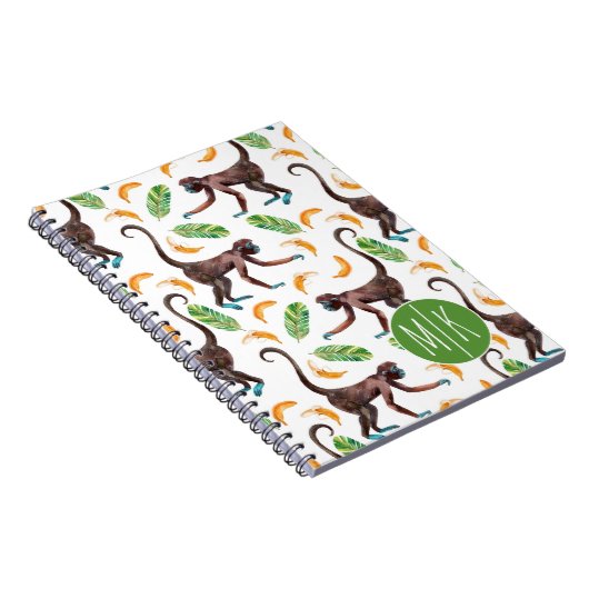 Sweet Monkeys Juggling Bananas | Monogram Notitieboek (Rechterzijde)