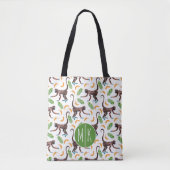 Sweet Monkeys Juggling Bananas | Monogram Tote Bag (Voorkant)