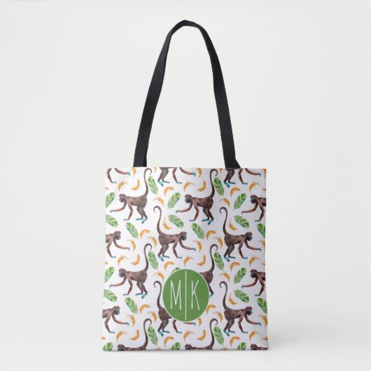 Sweet Monkeys Juggling Bananas | Monogram Tote Bag (Voorkant)