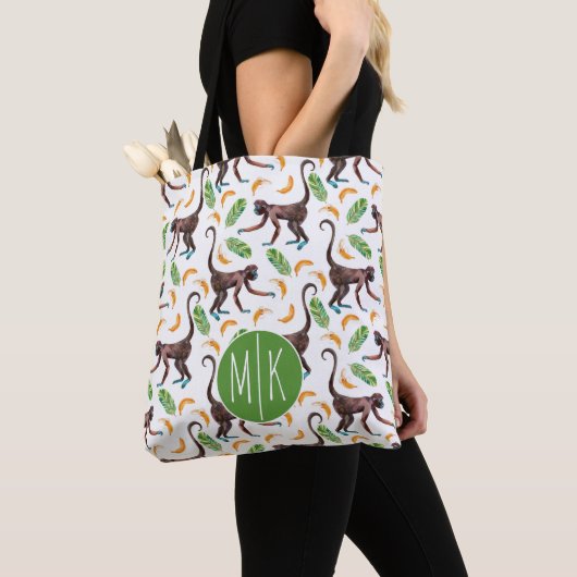 Sweet Monkeys Juggling Bananas | Monogram Tote Bag (Dichtbij)