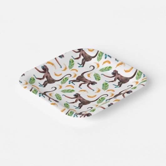 Sweet Monkeys Juggling Bananas Papieren Bordje (Gebogen)