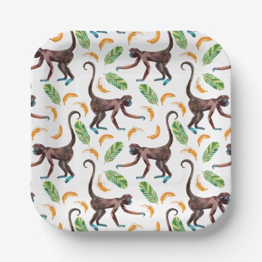 Sweet Monkeys Juggling Bananas Papieren Bordje (Voorkant)