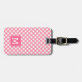 Sweet Monogram Baby Pink Gingham Bagagelabel (Voorkant horizontaal)