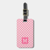 Sweet Monogram Baby Pink Gingham Bagagelabel (Voorkant verticaal)