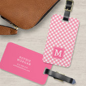 Sweet Monogram Baby Pink Gingham Bagagelabel