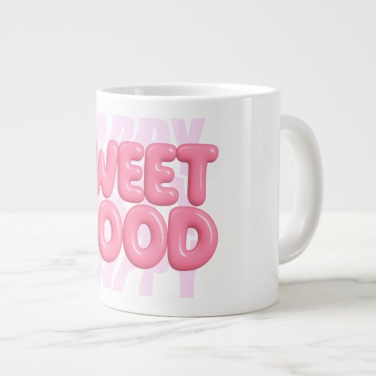 Sweet Mood Pink Bubble Lettering Schattigee esthet Grote Koffiekop (Voorkant rechts)