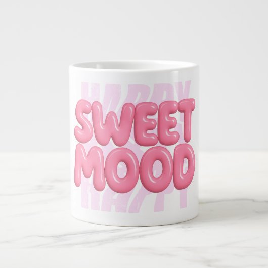 Sweet Mood Pink Bubble Lettering Schattigee esthet Grote Koffiekop (Voorkant)