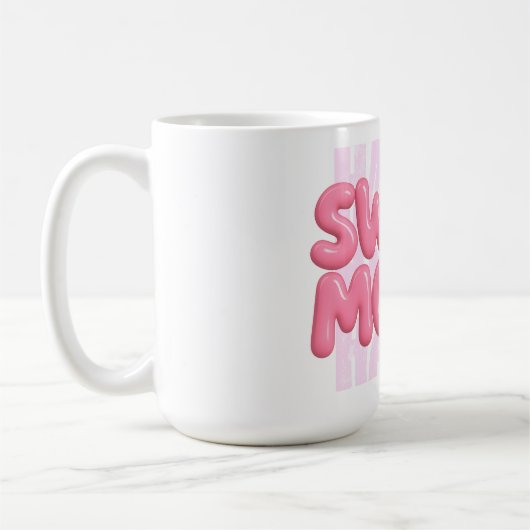 Sweet Mood Pink Bubble Lettering Schattigee esthet Koffiemok (Links)
