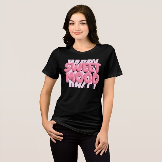 Sweet Mood Pink Bubble Lettering Schattigee esthet Tri-Blend Shirt (Voorkant volledig)