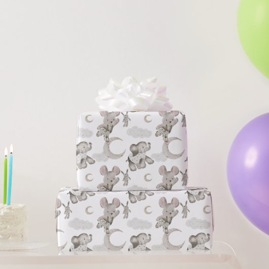 Sweet Moon Dreams Mouse, Speelgoed Bunny, olifant Cadeaupapier (Feestgeschenken)