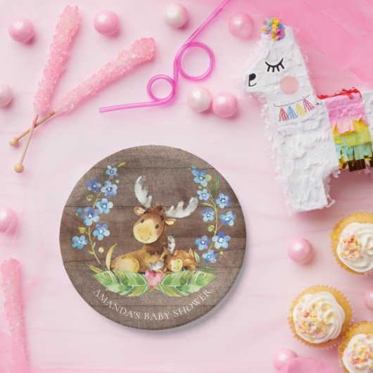 Sweet Moose Baby shower 7" Bord (Feest)