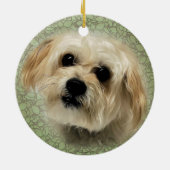 Sweet Morkie Puppy Dog Round Kerstversiering Keramisch Ornament (Achterkant)