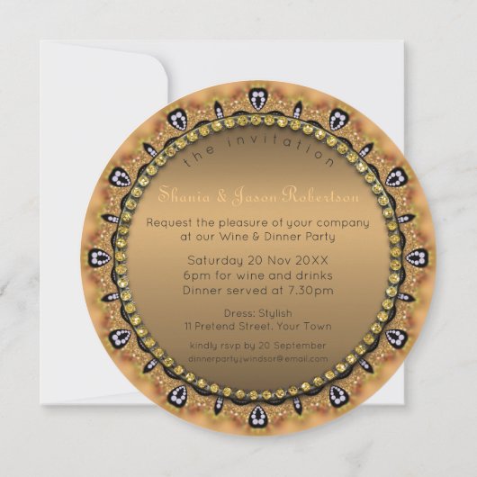 Sweet Moroccan Dinner Party Gold Invitation Kaart (Achterkant)