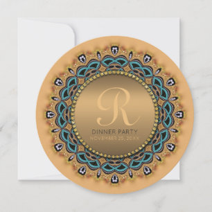 Sweet Moroccan Dinner Party Gold Invitation Kaart