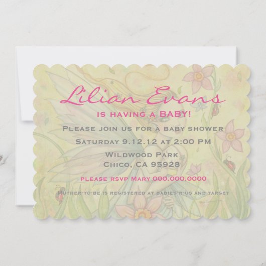 Sweet Mother en Baby Fairy Baby shower Uitnodigt Kaart (Achterkant)