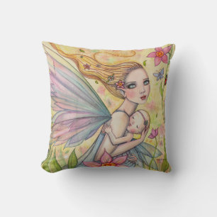 Sweet Mother en Baby Fairy Illustratie Kussen