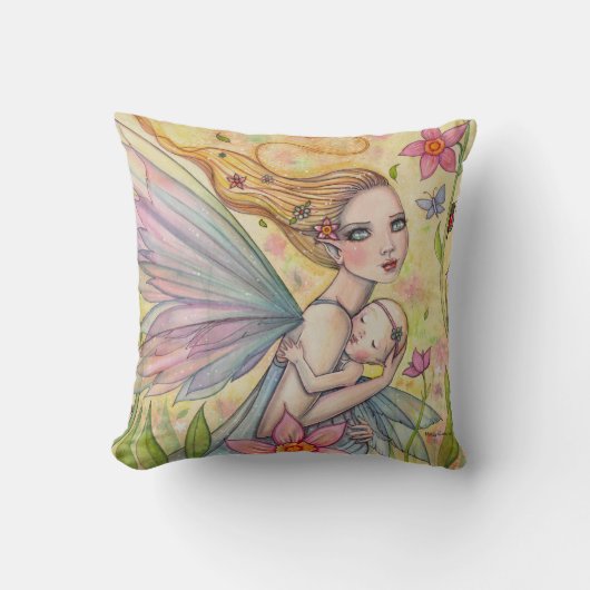 Sweet Mother en Baby Fairy Illustratie Kussen (Voorkant)