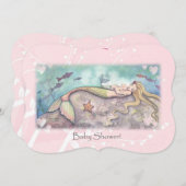 Sweet Mother en Baby Mermaid Baby shower nodigt ui Kaart (Voorkant / Achterkant)