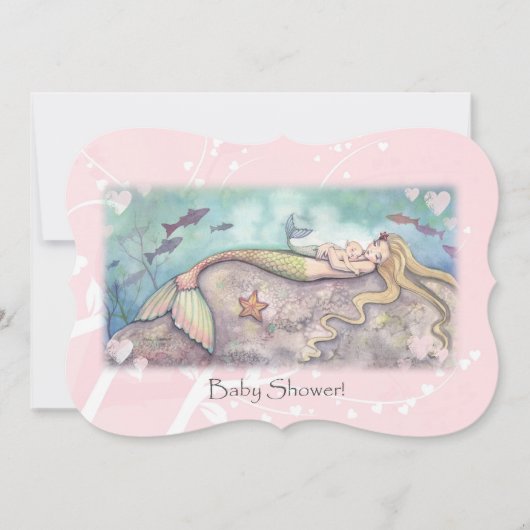 Sweet Mother en Baby Mermaid Baby shower nodigt ui Kaart (Voorkant)