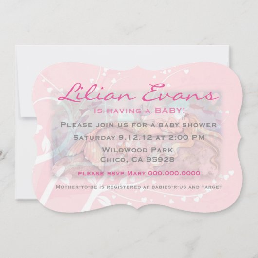 Sweet Mother en Baby Mermaid Baby shower nodigt ui Kaart (Achterkant)