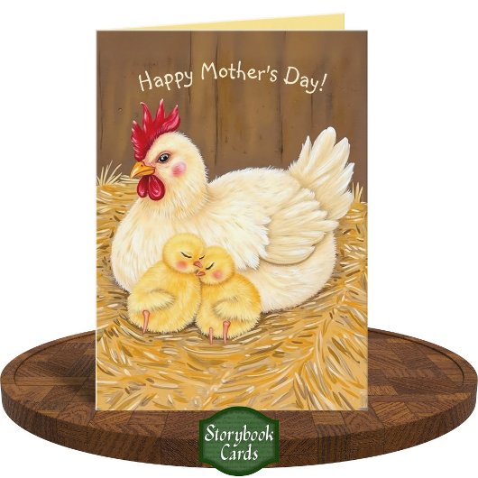 Sweet Mother Hen en Sleeping Chicks Moederdag Kaart