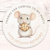 Sweet Mouse Cookie Verjaardagsfeest Dank u Ronde Sticker