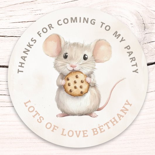 Sweet Mouse Cookie Verjaardagsfeest Dank u Ronde Sticker