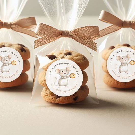 Sweet Mouse en Cookies Verjaardagsfeest Dank u Ronde Sticker