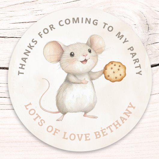 Sweet Mouse en Cookies Verjaardagsfeest Dank u Ronde Sticker