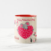Sweet Mouse Happy Valentines Day Cup Custom Tweekleurige Koffiemok (Center)