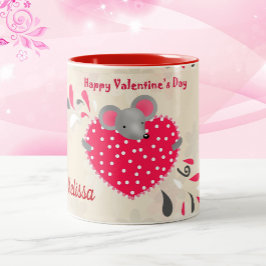 Sweet Mouse Happy Valentines Day Cup Custom Tweekleurige Koffiemok