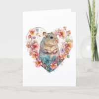 Sweet Mouse in roze perzikbloemen Valentijnsdag