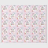 Sweet Mouse Pastels Flowers Voeg meisjesnaam toe Cadeaupapier (Vlak)