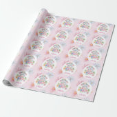 Sweet Mouse Pastels Flowers Voeg meisjesnaam toe Cadeaupapier (Uitgerold)