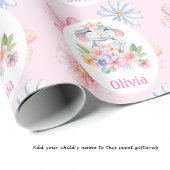 Sweet Mouse Pastels Flowers Voeg meisjesnaam toe Cadeaupapier