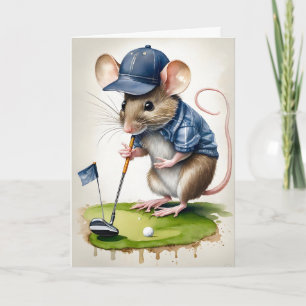 Sweet Mouse Spelen Golf Blank Groet Kaart