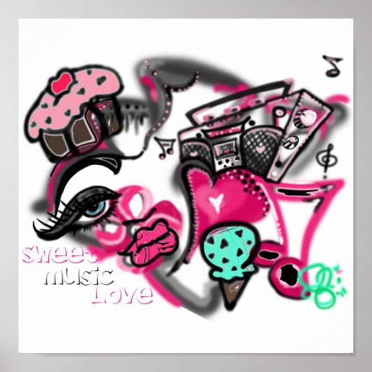 Sweet Music Love Grafitti Couture ist Poster (Voorkant)