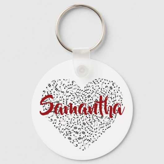 Sweet Muzieknoten Rode naam en muzikale hartliefde Sleutelhanger (Voorkant)