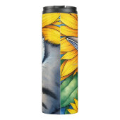 Sweet Napping Gray Cat and Sunflower Thermosbeker (Achterkant)