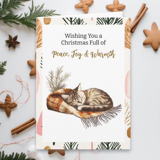 Sweet Napping Kitten | Gepersonaliseerde kerst Kaart
