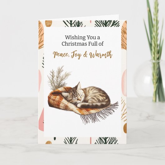 Sweet Napping Kitten | Gepersonaliseerde kerst Kaart (Voorkant)