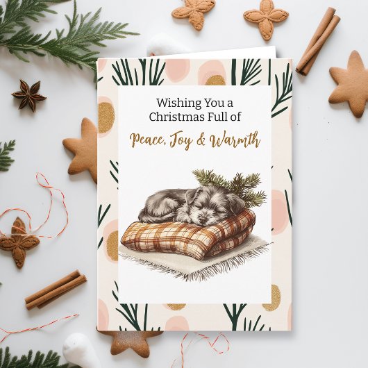Sweet Napping Puppy | Gepersonaliseerde kerst Kaart