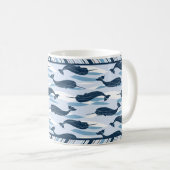 Sweet Narwhal Allover Print Navy Blue Koffiemok (Voorkant rechts)