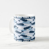 Sweet Narwhal Allover Print Navy Blue Koffiemok (Voorkant links)