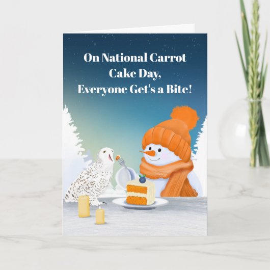 Sweet National Carrot Cake Day Snowman Feb 3 Kaart (Voorkant)