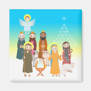 Sweet-nativiteitsscène voor kinderen magneet