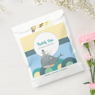 Sweet Nautical Whale Squid Yellow Baby shower Bedankzakje
