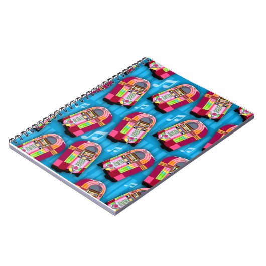 Sweet Neon Jukeboxes Fun Retro Pattern Notitieboek (Linkerzijde)