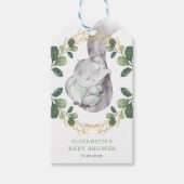 Sweet Neutral Elephant Green Gold Baby shower Cadeaulabel (Voorkant)