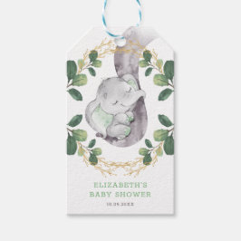 Sweet Neutral Elephant Green Gold Baby shower Cadeaulabel